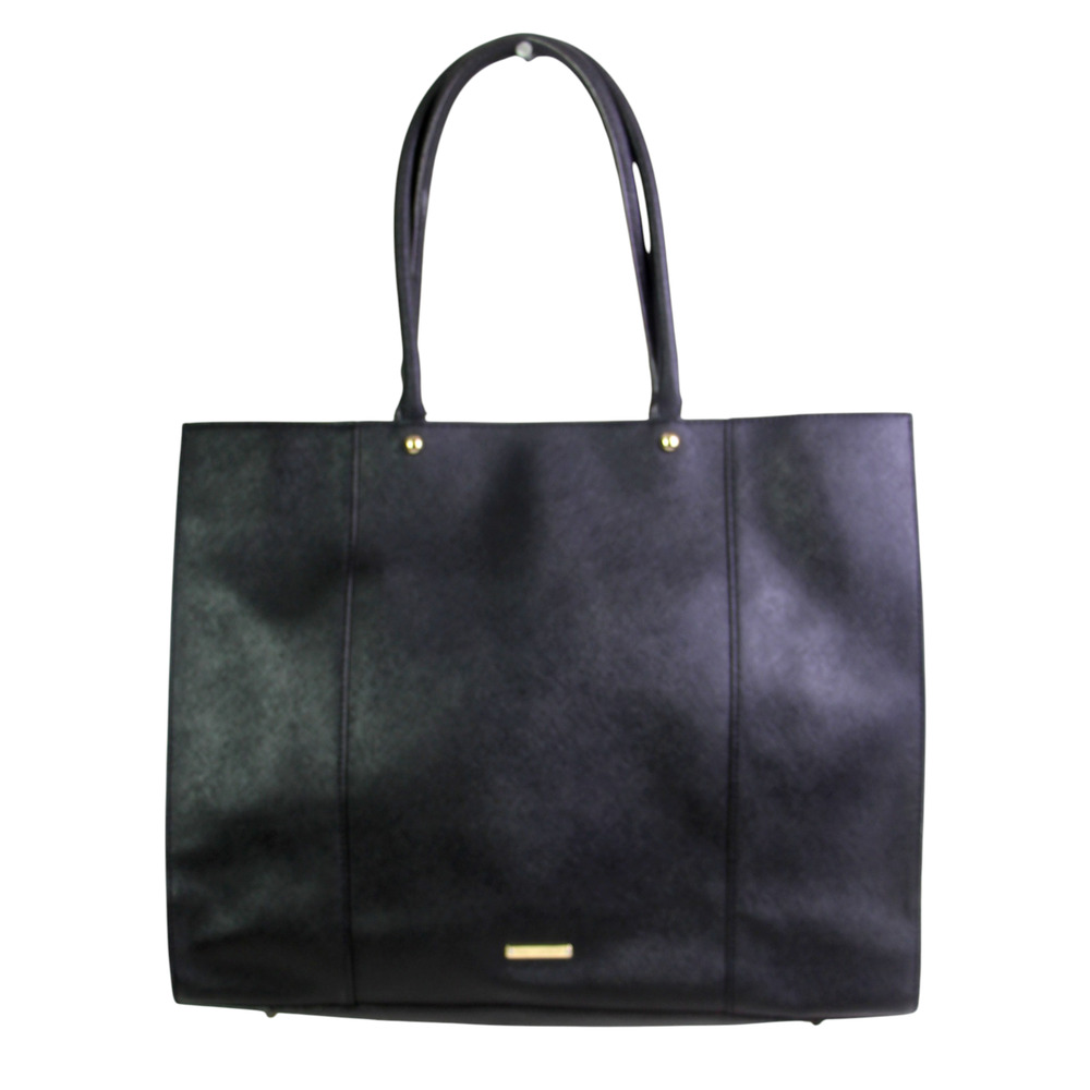 LARGE Rebecca Minkoff BLACK GENUINE LEATHER TOTE BUSINESS SHOULDER BAG HANDBAG 3